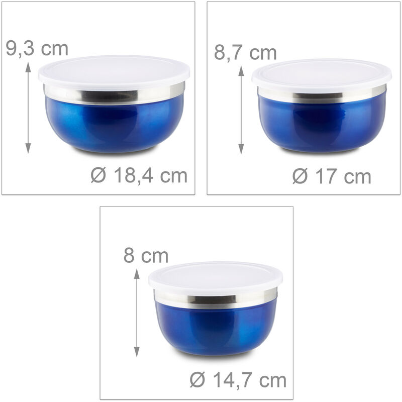 Relaxdays 10020838_658 Set Di Ciotole Con Coperchio 4 Pz Diverse Misure - 2