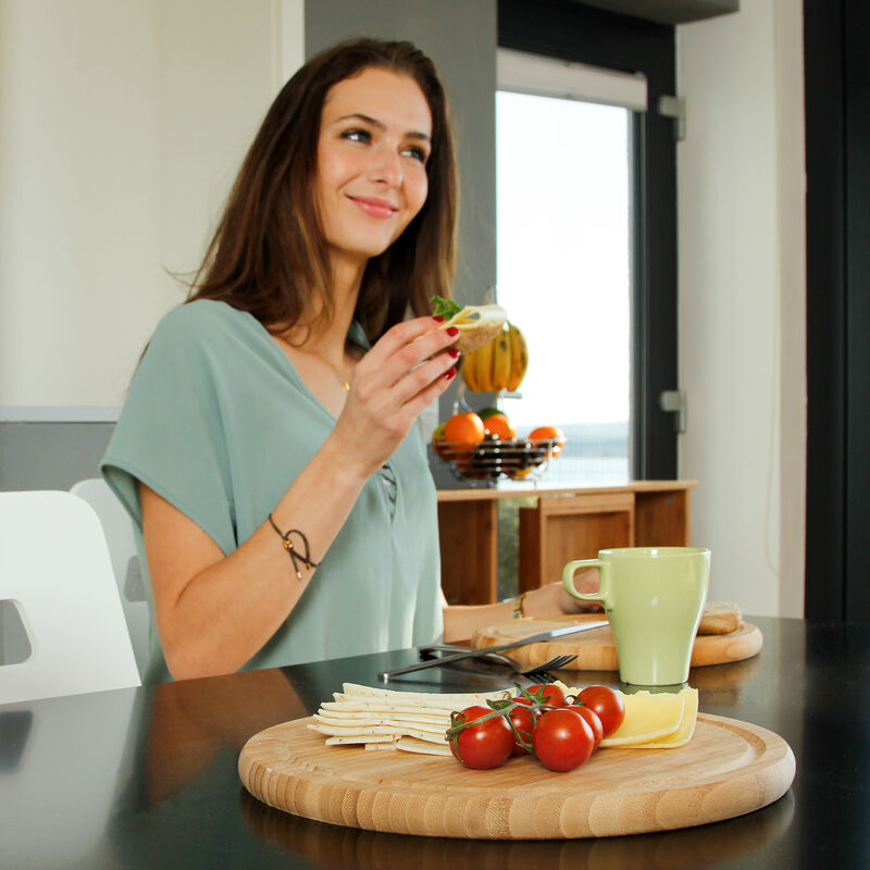Set 4 Taglieri In Bambù Per Pizza E Antipasti - Ø 32 Cm, Naturali, Con Bordi Rialzati - Foto 10