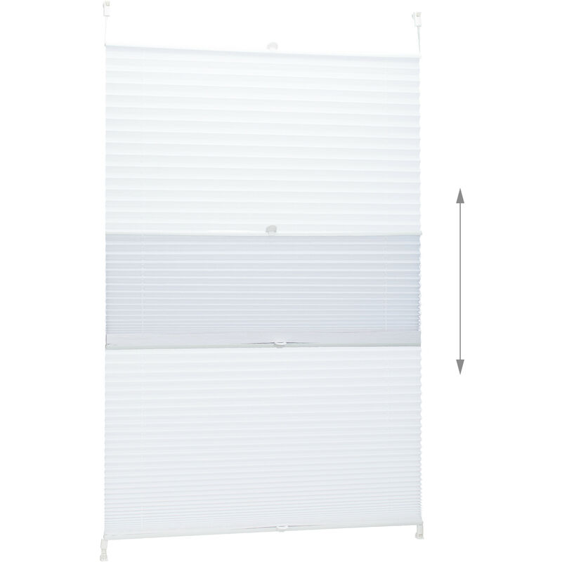 Set da 2 Tende Plissettate a Rullo, in Tessuto e Poliestere, per Interni, Senza  Trapano, HxL 60x130 cm, Bianco