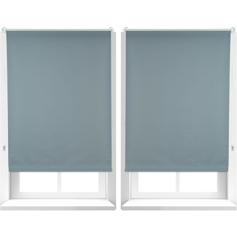 2x tende a Rullo Oscurante, Tenda Termica, Catenella Laterale, senza Fori,  HxL 80x160, Tessuto, Grigio