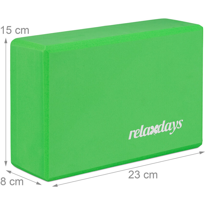 Relaxdays Set da 10 Blocchi per Yoga, Mattoncini per Esercizi, in  Gommapiuma, Antiscivolo, HxLxP 8x23x15 cm, Neri