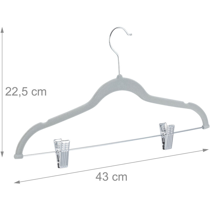 SONGMICS Grucce Pantaloni con Pinze, 10 Pezzi, Grucce Appendiabiti in  Velluto, 42,5 cm, Appendini con Pinze Regolabili, Salvaspazio, Antiscivolo, per  Gonne, Cappotti, Nero