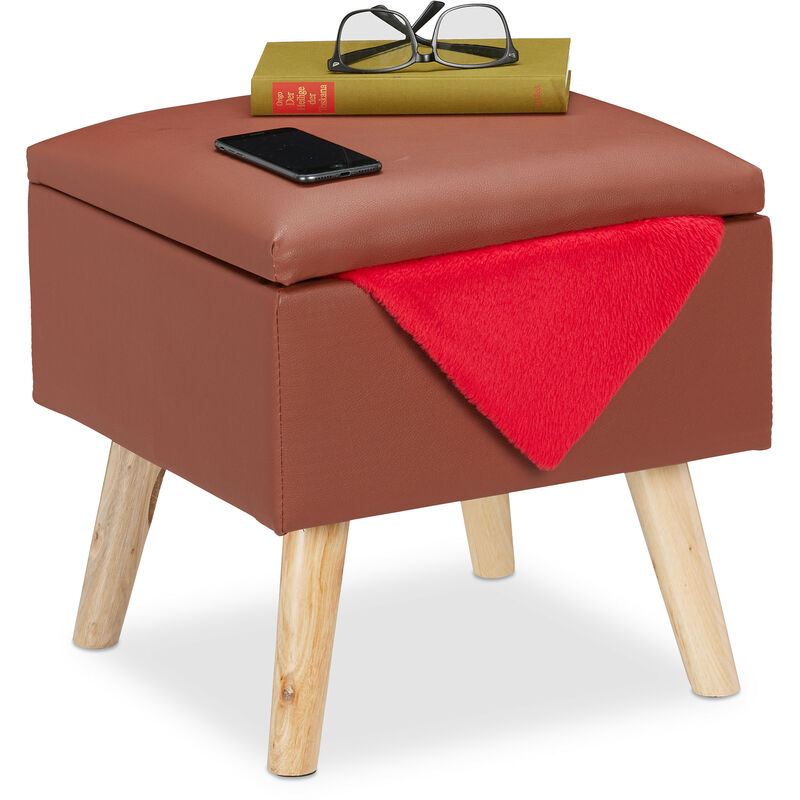 Il numero 1 del risparmio-POUF CONTENITORE PIEGHEVOLE IN MDF ED ECOPELLE 38  X 38 X 38 BEIGE