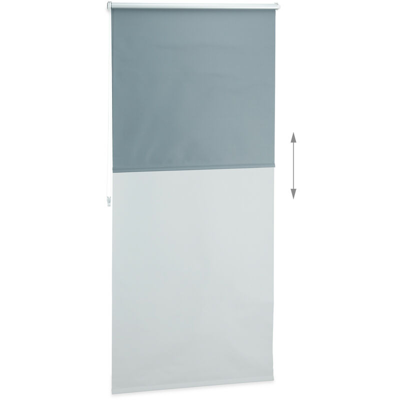 4x Tende a Rullo Oscurante, Tenda Termica, Catenella Laterale, senza Fori,  HxL 90x210cm, Tessuto, Grigio