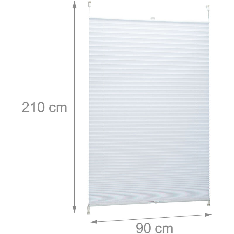 Set da 4 Tende Plissettate a Rullo, in Tessuto e Poliestere, per Interni, Senza  Trapano, HxL 90x210 cm, Bianco