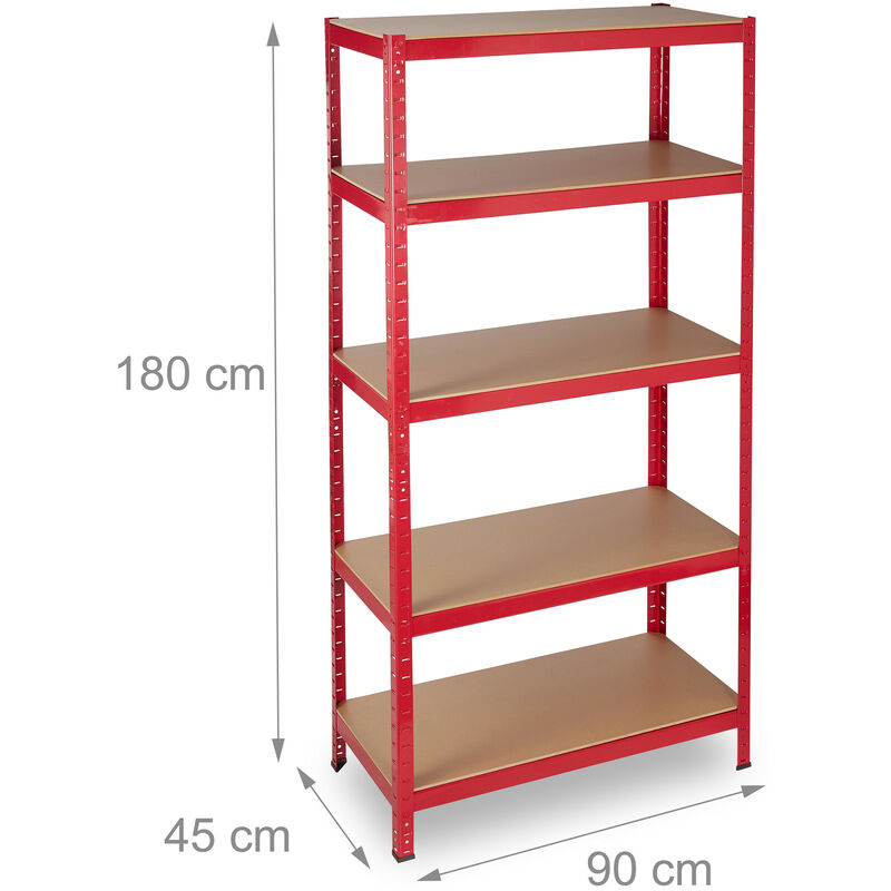 2x Scaffale Componibile, Alluminio, Legno MDF 180x90x45 cm, Capacità di  Carico 1325 kg, 5 Ripiani, Grigio