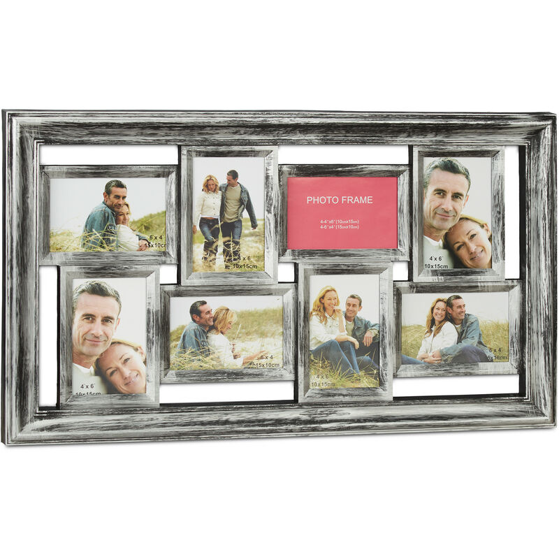 Relaxdays Cornice Portafoto Multipla, 8 Foto, 10x15, Formato verticale &  orizzontale, Stile Antico, 39,5x68 cm, Argento