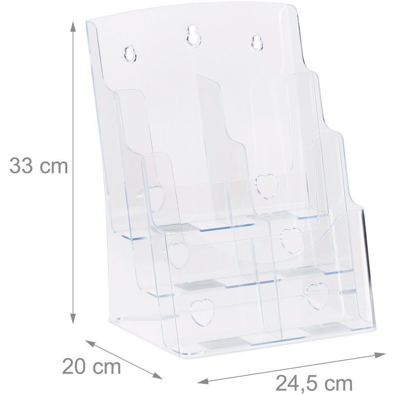 2x Porta Depliant, A4/Lunghezza ISO 2 Livelli Acrilico, Porta