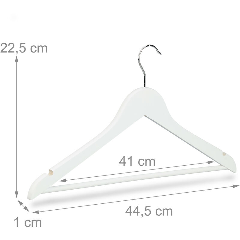 Set da 10 Grucce in Legno, Asta per Pantaloni, Tacche Laterali, Gancio  Girevole a 360°, 44,5 cm, Bianco