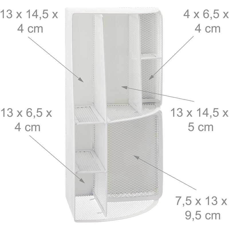 Relaxdays 10022482_55 Organizer da Scrivania Ufficio, con Portapenne &  Cassetto, Metallo, HxLxP: 10,5x22x11cm, Argentato