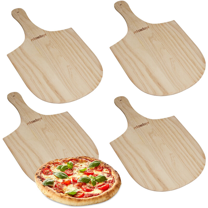 4x Paletta in Legno per Pizza, Pala con Manico, Pane e Focaccia, Accessori  Pizzaiolo, LxP: 30,5 x 54 cm, Naturale