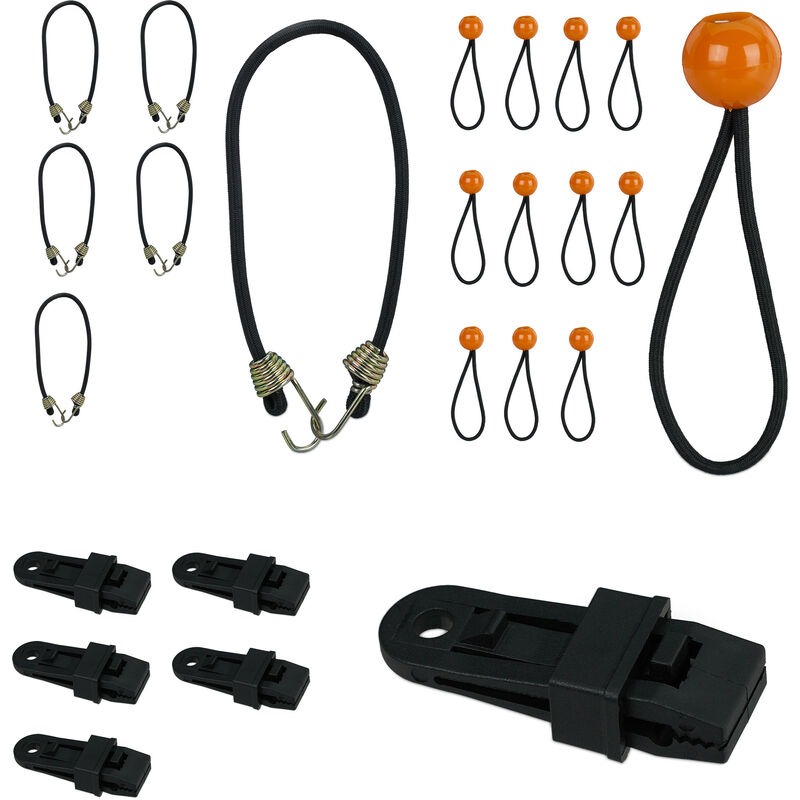 Deuba® Set 8 Corde elastiche corde valigia Expander Diverse lunghezze ganci  in acciaio resistenti 4