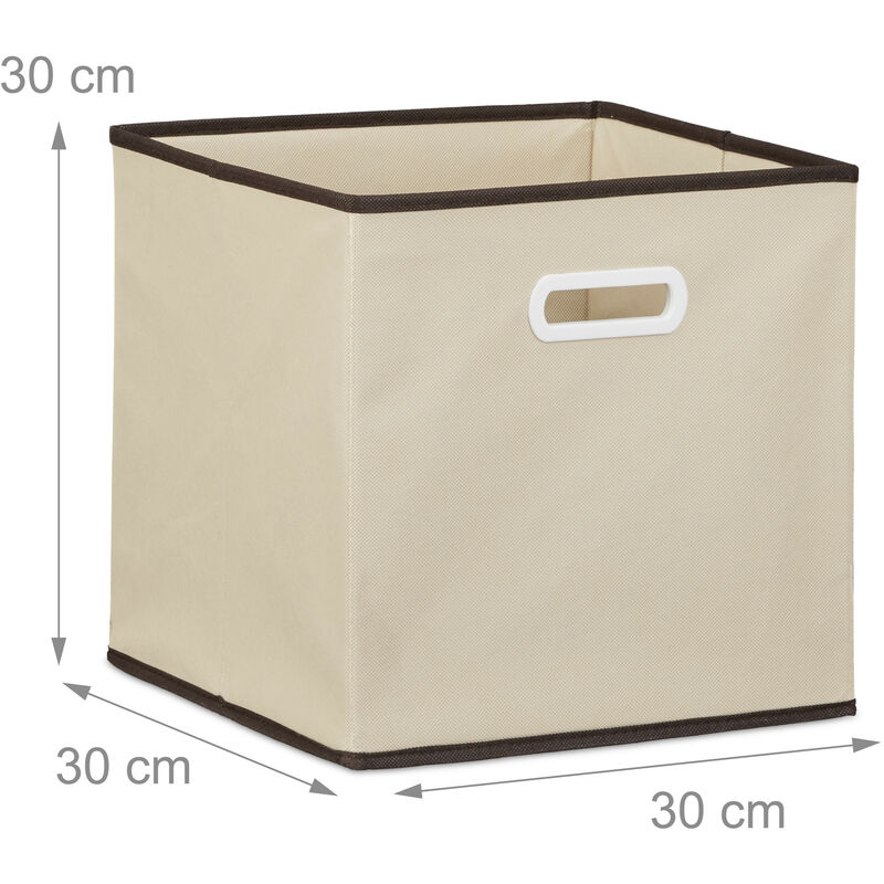 Set 4 Scatole Pieghevoli, Box Portaoggetti Quadrati con Manico, Contenitori  senza Coperchio, 30 x 30 cm, Beige