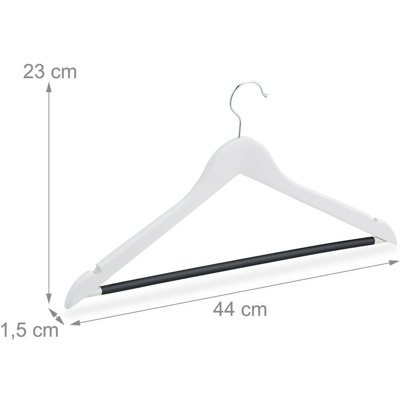 Grucce Appendiabiti In Legno Bianco Con Tacche E Barra Per Pantaloni 43 Cm  