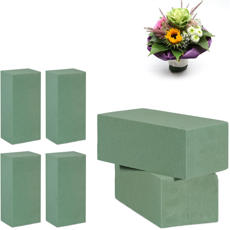 Set da 6 Spugna per Fiori Freschi, Floral Foam per Composizioni Floreali,  per Matrimoni, 7,5x20x10 cm, Verde