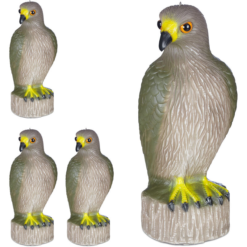 4x Aquila Spaventapasseri, Seduta, da Poggiare o Appendere, Figura Deco, da  Giardino, Balcone, Terrazzo, Grigio