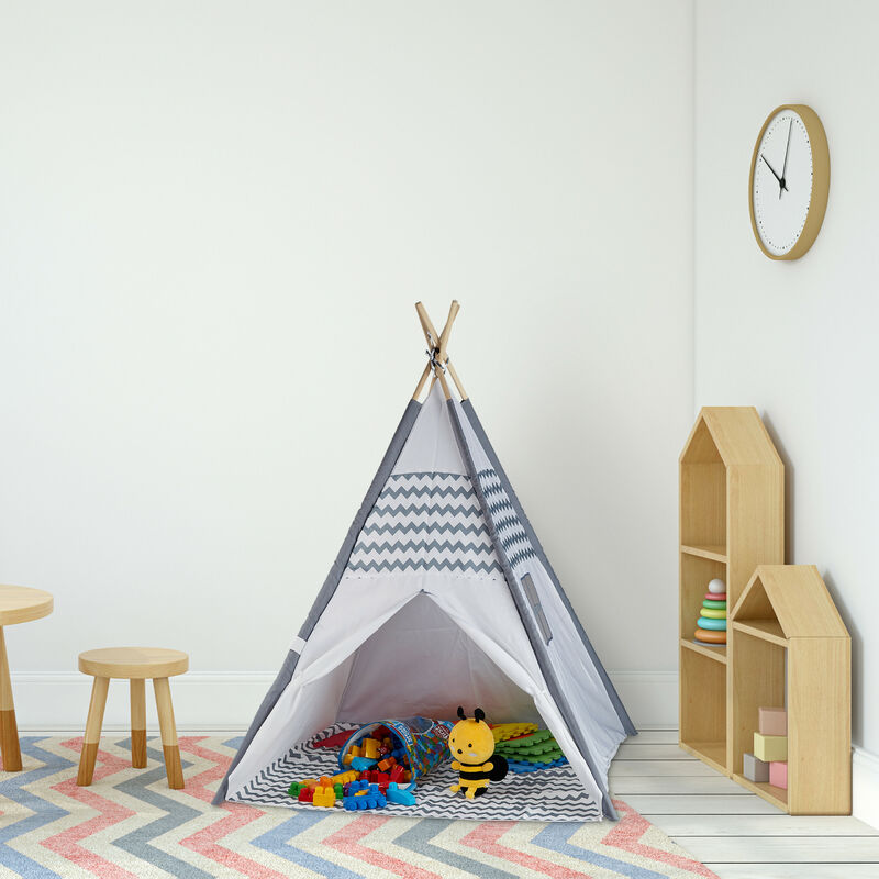 Relaxdays Tenda da Indiani per Bambini, con Fondo, Teepee Giocattolo con  Custodia, HLP 150 x 120 x 120 cm, Bianca Grigia, Colore, 10035300 :  : Giochi e giocattoli