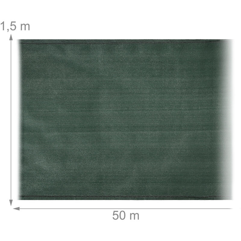 Relaxdays Frangivista, 1,5 x 50 m, Giardino e Balcone, Recinzione, Telo, Copri  Ringhiera, Ombra, Verde Scuro