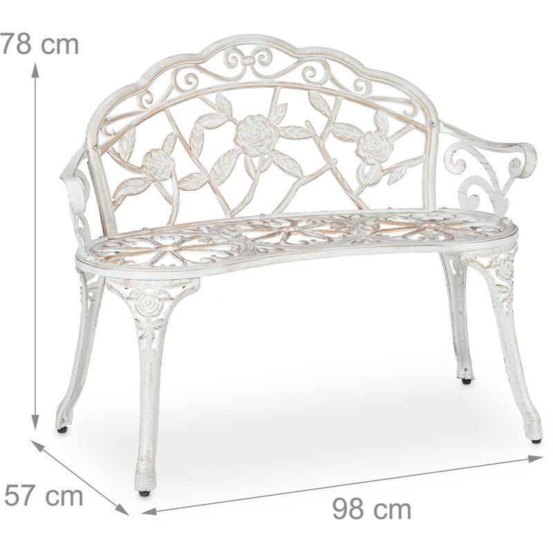 Panchina Da Giardino Relaxdays 2 Posti - Acciaio, Bianco Bronzo Per Esterni