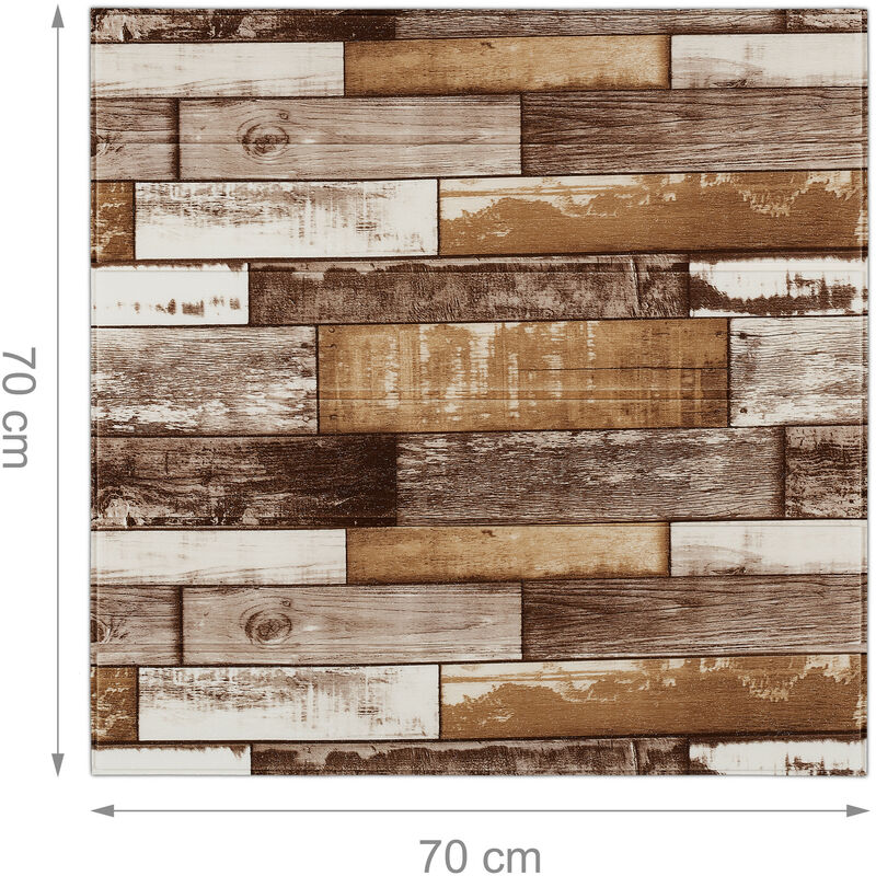 20x Pannelli Autoadesivi 3D da Ritagliare, Carta da Parati, HxL 70x70 cm,  Aspetto Legno, Adesiva, Marrone