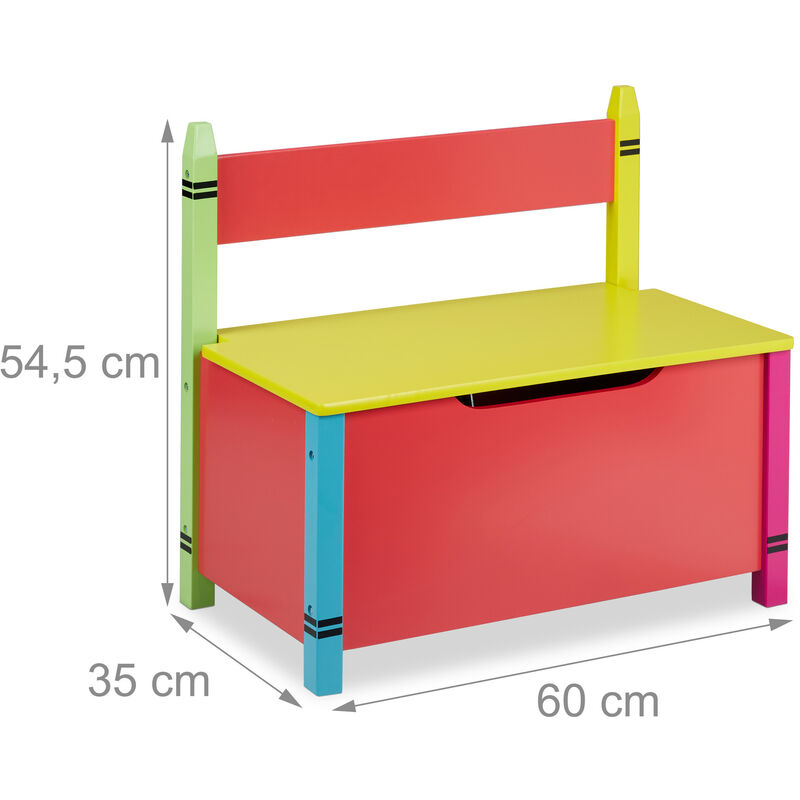 Relaxdays Panchetta con Cassapanca, Salvaspazio, con Coperchio, Cameretta  Bambini, HLP 54,5x60x35 cm, MDF, Multicolore