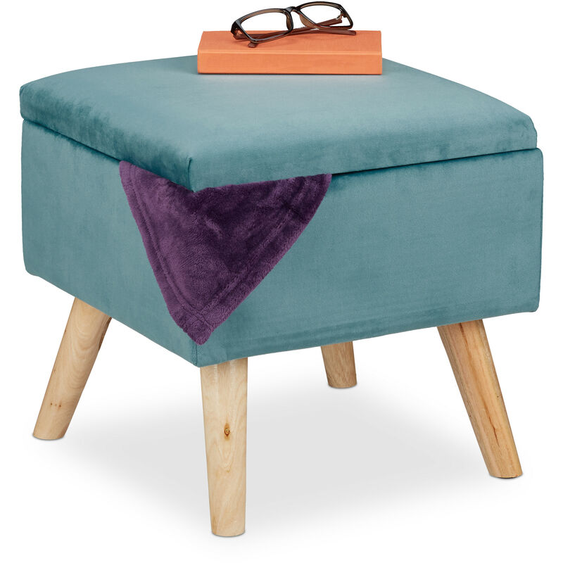 EASYCOMFORT Pouf Contenitore Poggiapiedi Rotondo, Coperchio Imbottito e  Trapuntato