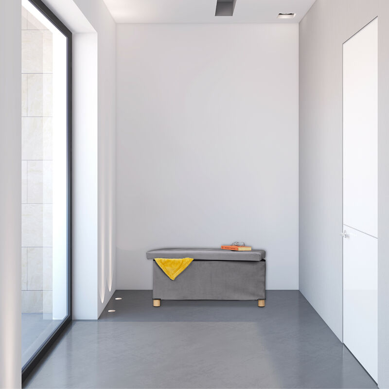 Pouf Con Contenitore E Vassoio Relaxdays - Grigio Scuro, 76x38x34cm, In Velluto E Legno - Foto 9