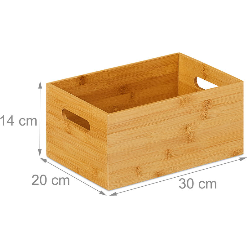 Set da 4 Scatole Portaoggetti, Contenitori Aperti senza Coperchio,  14x30x20, Box Bagno e Cucina, Naturale