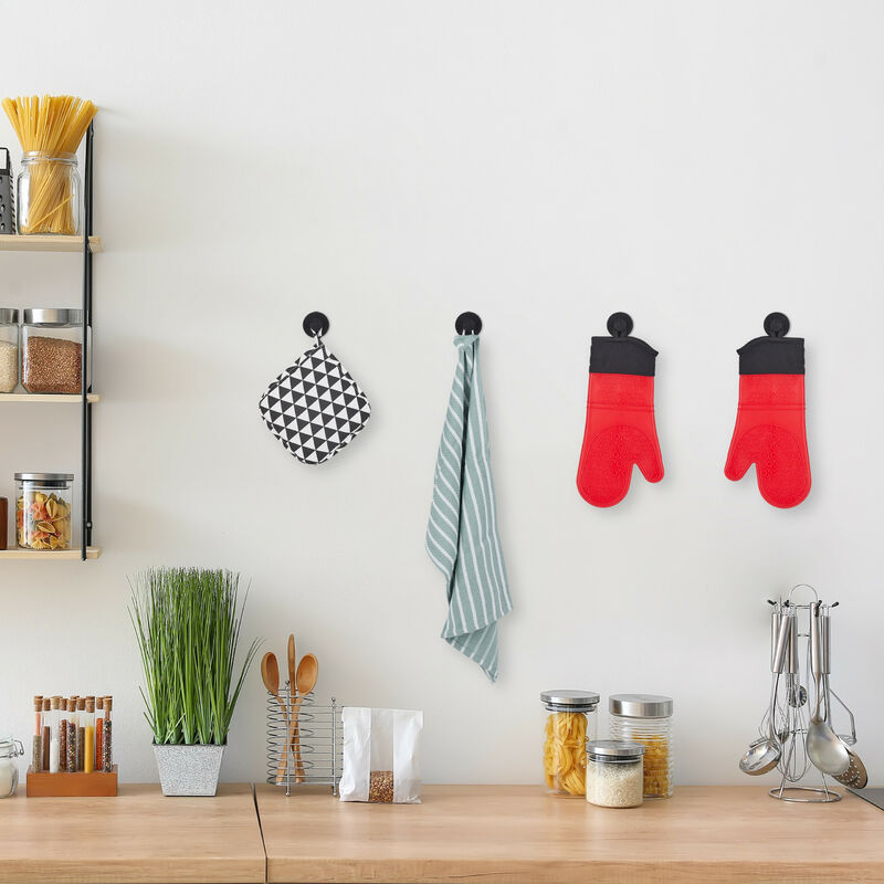 Relaxdays Ganci Adesivi Doppi Da Parete | Set 4 Portasciugamani Per Bagno E Cucina, Autoadesivi, Argento, Max 3 Kg