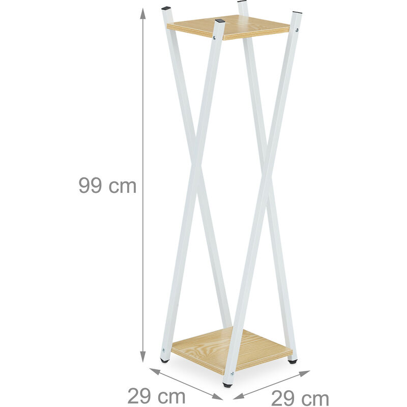 Relaxdays Portavaso a Colonna, Scaffale Portafiori 99x28x28, cm Piedistallo  Design Scandinavo, Bianco e Marrone Chiaro, 70% Acciaio 30% Fibra di Legno,  99 x 29 x 29 cm : : Giardino e giardinaggio