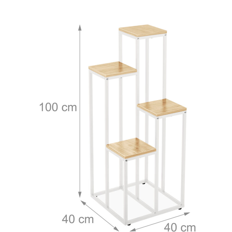 Mobile Tavolino Porta Piante Vasi Portavaso 78x32cm In Metallo Bianco 16473  bal