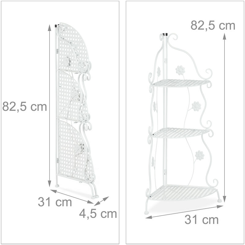 Relaxdays Scaffale Portafiori, Metallo, Fioriera da Esterno e Interno, 6  Mensole Porta Piante, 107 x 44 x 24 cm, Bianco