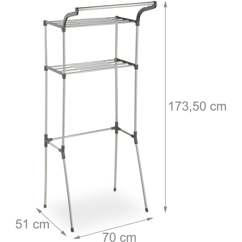 Relaxdays Mobile Sopra Lavatrice, Scaffale Rialzato con 3 Ripiani per  Lavanderia e Bagno, HLP 162 x 63 x 30 cm, argento