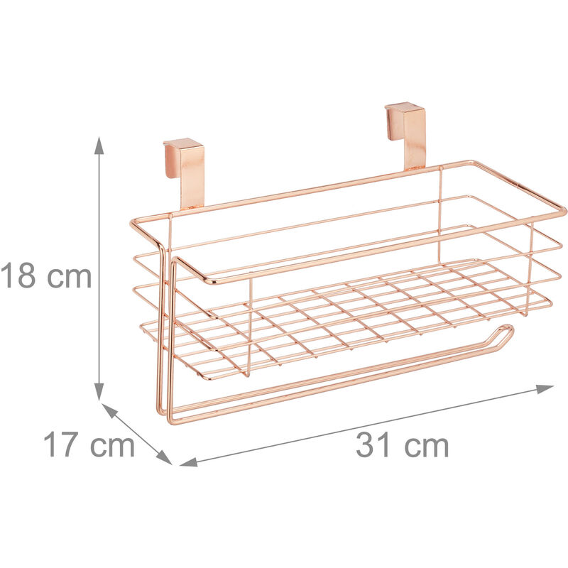 3x Portaspezie da Appendere, Portaoggetti per Ante, Cucina & Bagno,  Portasciugamani, 22,5 x 38 x 20 cm, Dorato