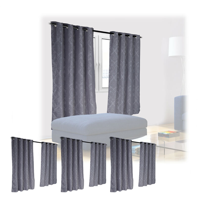 Set da 8Tende Oscuranti & Opache, Camera da Letto & Salotto, in Stoffa con  Anelli, 175x135 cm, Grigie