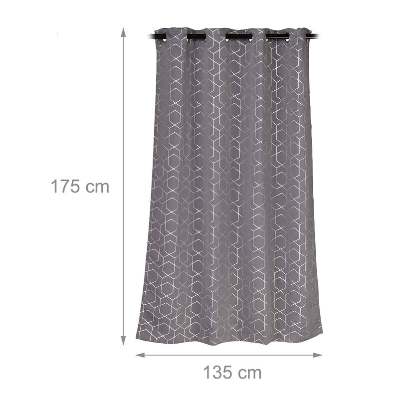 Set da 6 Tende, Oscuranti & Opache, Camera da Letto & Salotto, in Stoffa con  Anelli, H x L: 175 x 135 cm, Grigie