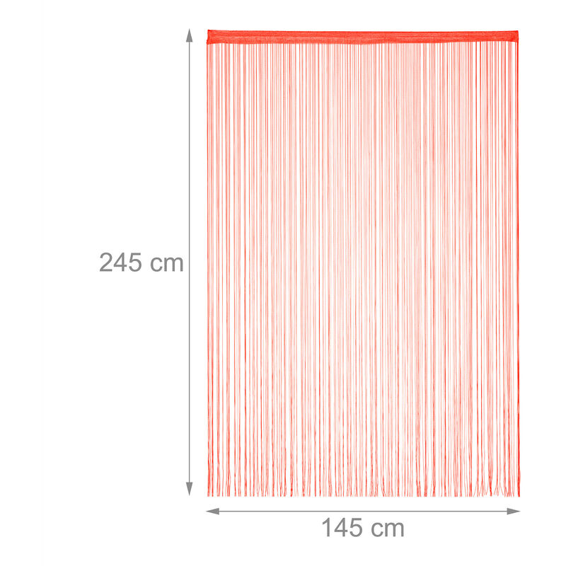 10x Tenda a Fili, 145 x 245 cm, con Passante, per Porte e Finestre, a  Frange Accorciabili, Lavabile, Rosso