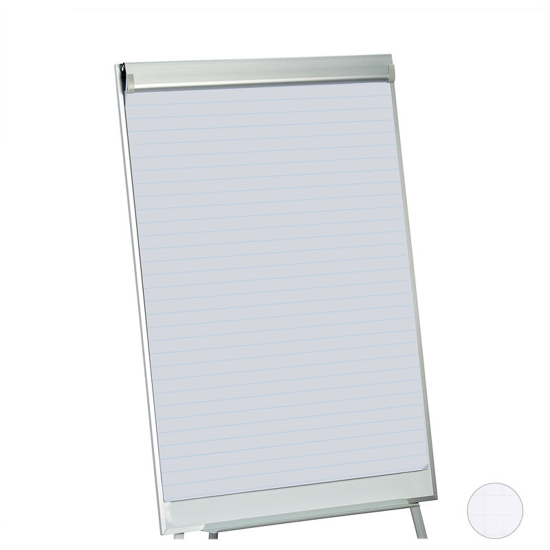 Relaxdays Blocco per Lavagna, 50 Fogli a Righe, Carta per Cavalletto Flip  Chart Meeting, 60 g/m², 57,5 x 81 cm, Bianco