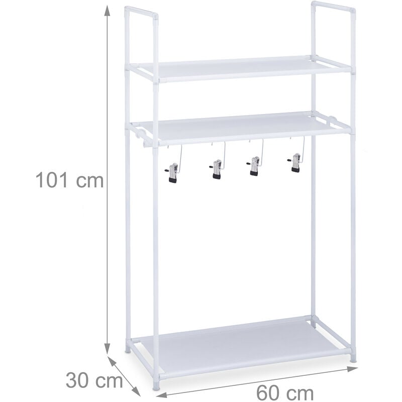 Relaxdays Scarpiera con Porta Stivali, 3 Ripiani, Scaffale Portascarpe, 10  Paia di Scarpe, 4 Ganci, 101x60x30 cm, Grigio