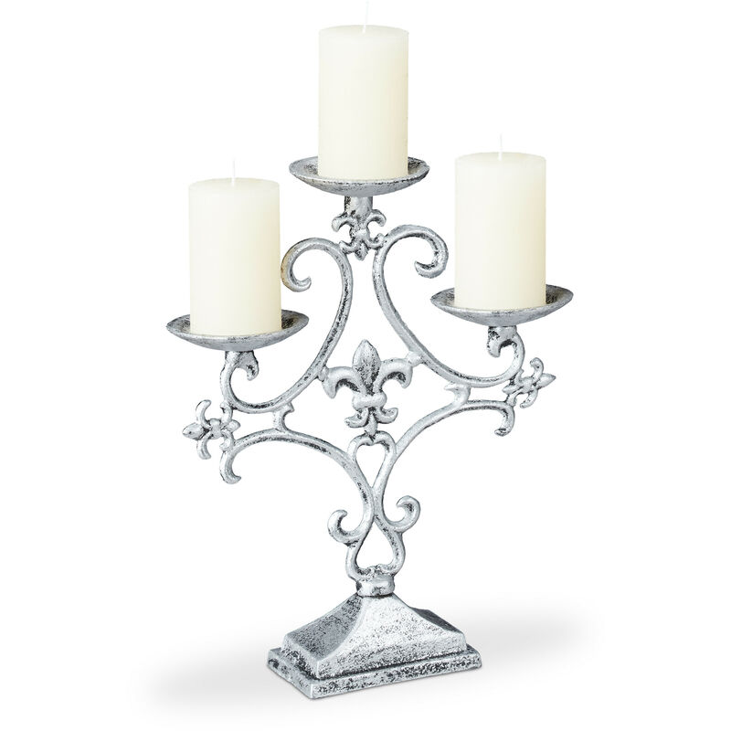 Set 3 Candele Ø 7,5 cm in cera con vetro, moving flame, led bianco classic