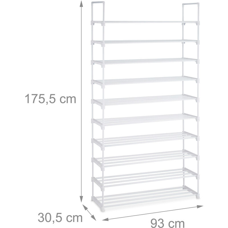 Relaxdays Scarpiera in Metallo, Mobile a 4 Ripiani, Sistema ad Incastro,  Acciaio e Plastica, HLP 92x90x30,5, Bianco