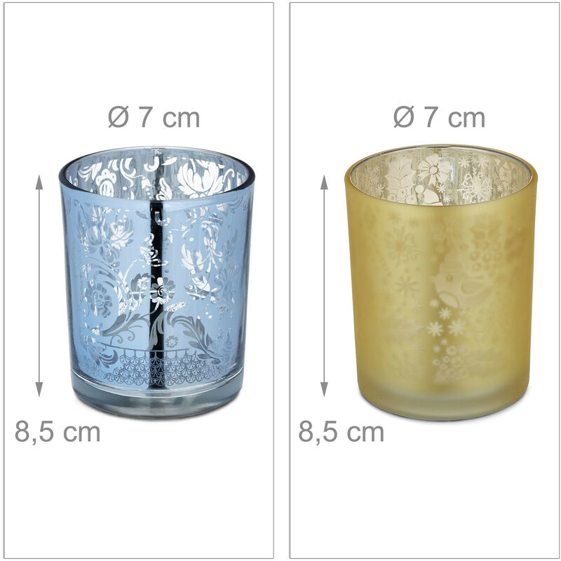 Relaxdays Set Da 12 Portacandele In Vetro, Design Decorativo Per
