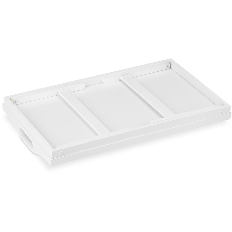 2x Vassoi da Letto in Bambù, Pieghevole con Manici, Bordo Rialzato, per  Colazione, H x L x P: 22 x 61,5 x 30 cm, Bianco