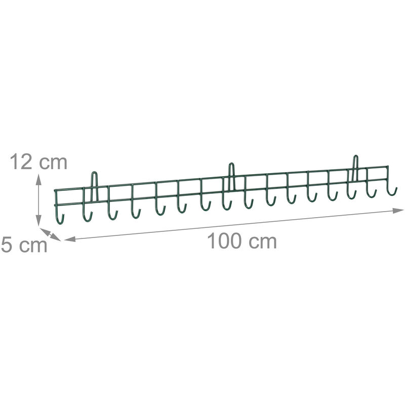 Relaxdays Porta Attrezzi da Giardino, 16 Ganci, Fino a 80 kg, Appendi  Accessori da Giardinaggio, Portaoggetti, Verde