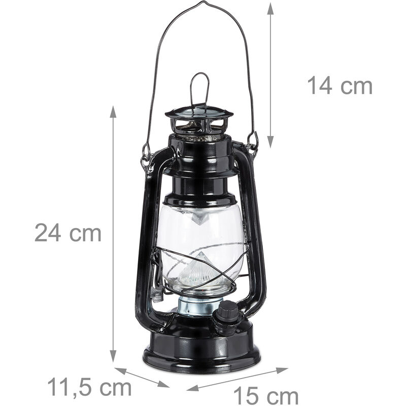 1x Lanterna LED, Lampada Decorativa Retrò per Finestre o da Giardino, a  Batteria, Nero