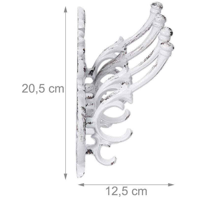 1x Appendiabiti da Parete Vintage, 4 Ganci Attaccapanni, Stile Rustico in  Ghisa, HLP 20,5 x 34 x 12,5 cm, marrone