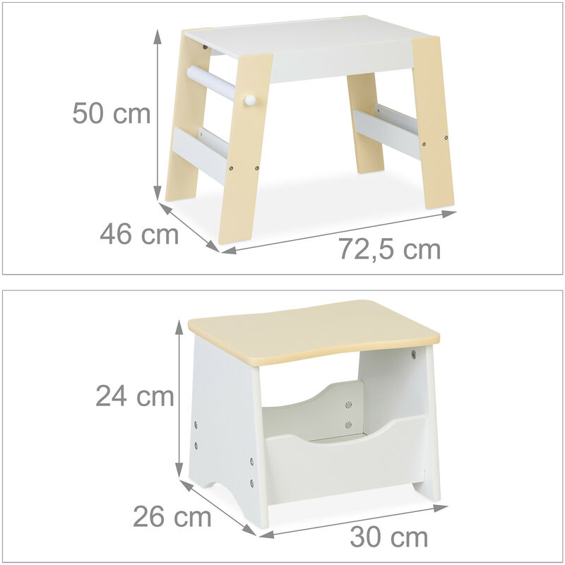 Relaxdays Tavolino da Bambini con Sedia, Set di Tavolo con Seggiola, per  Cameretta, Bimbi e Bimbe, in MDF, Beige Bianco, 51 x 60,5 x 37,5 cm :  : Casa e cucina