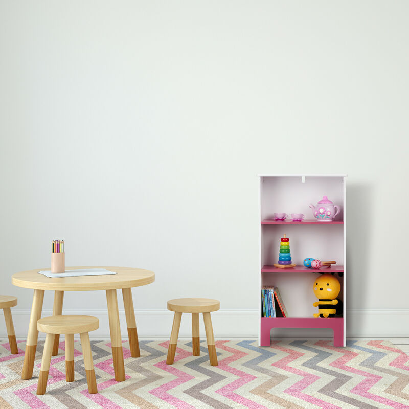 Scaffale Per Cameretta Bambini Relaxdays - Bianco E Rosa, 40,5x48x24 Cm - In MDF, Con Scomparto Aperto