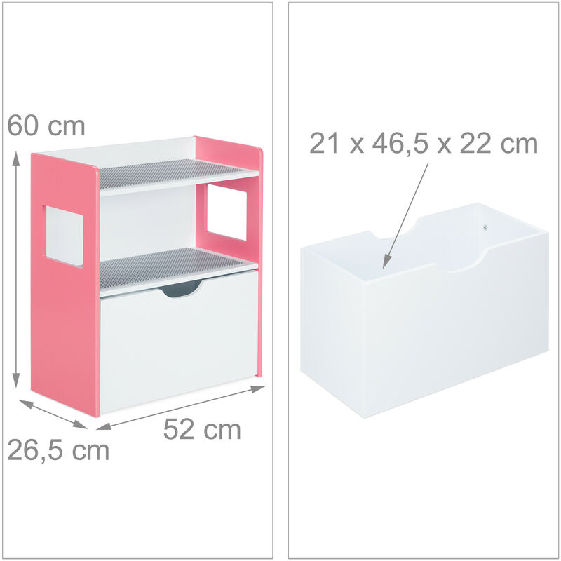 Relaxdays Scaffale Portagiochi con 5 Scomparti, in MDF, Mobile per la  Camera dei Bambini, HxLxP 60x63x30 cm, Bianco Rosa