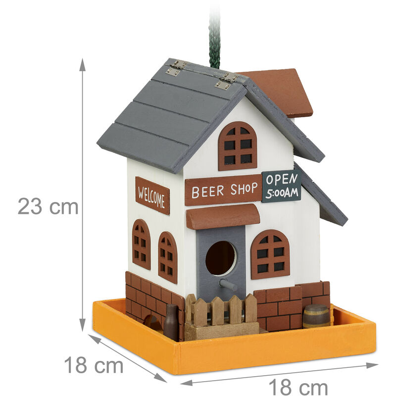 Casetta Per Uccelli In Legno Naturale - Da Appendere 28.5x20.5x17.5 Cm - Foto 6
